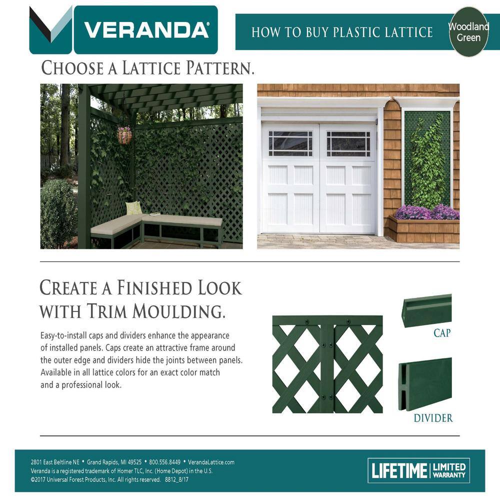 Veranda 4 ft. x 8 ft. Woodland Green Garden Vinyl Lattice 82966