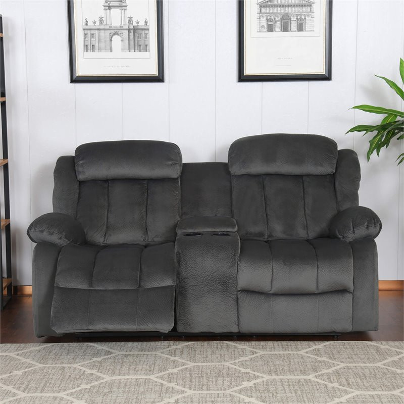 Sunset Trading Madison Fabric Reclining Loveseat with Console in Charcoal   Transitional   Loveseats   by Homesquare  Houzz