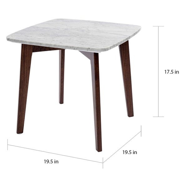 Carson Carrington Tangby 19.5-inch Square Marble Table with Walnut Legs