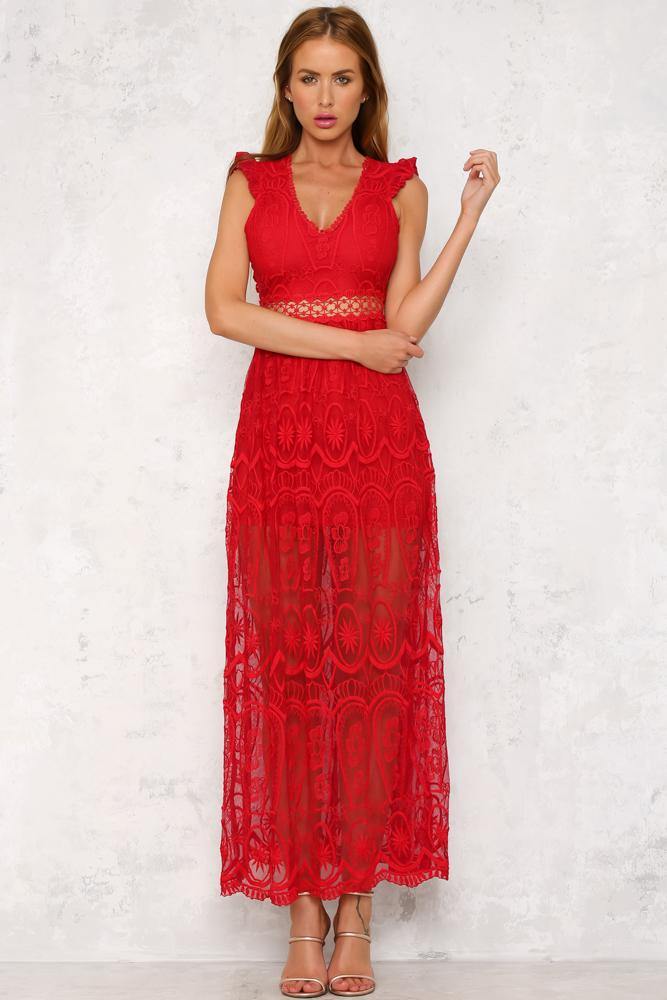 Off To The Races Maxi Dress Red