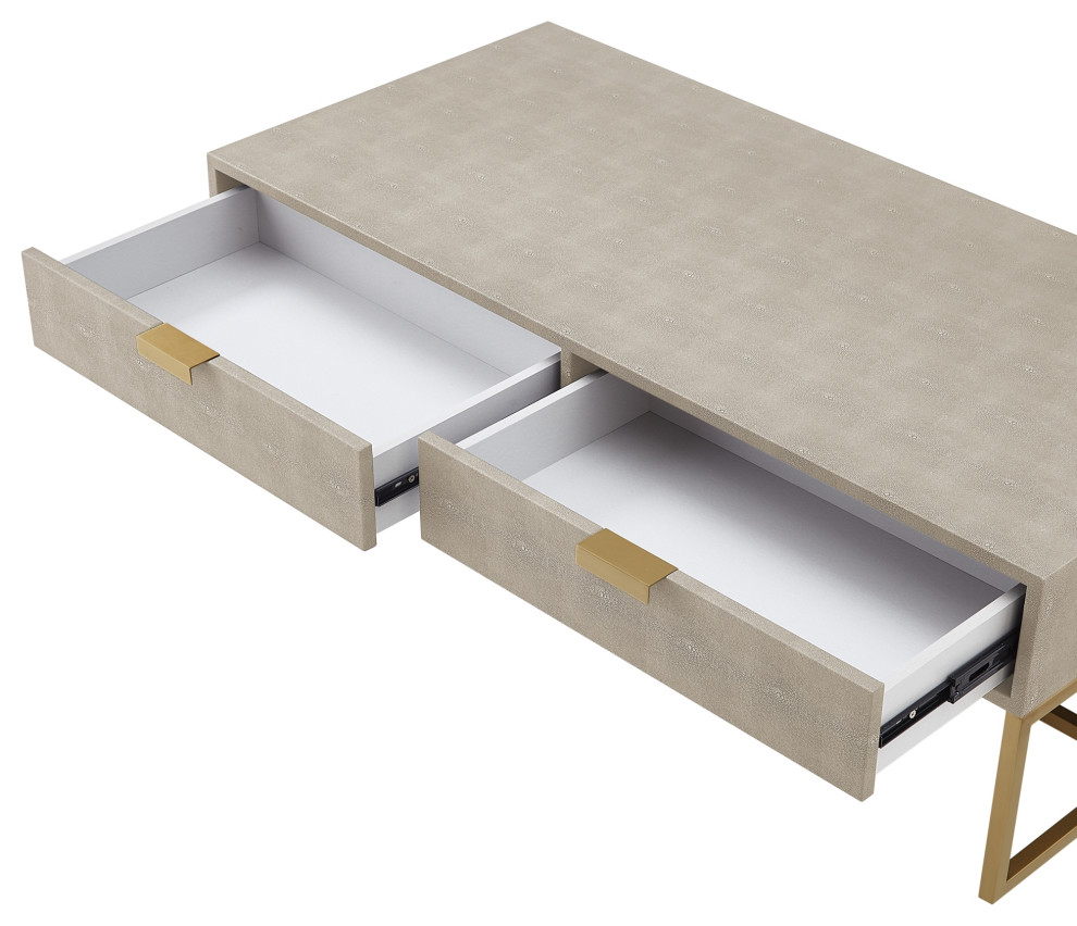 Nicole Miller Chayton Coffee Table Faux Shagreen 46.3Lx22Wx15.7H   Contemporary   Coffee Tables   by Inspired Home  Houzz