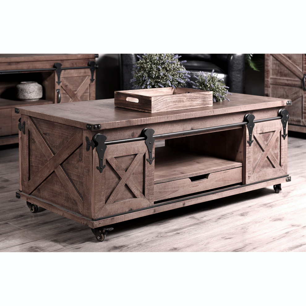 Presley 2 Door with Drawer Coffee Table   Industrial   Coffee Tables   by StyleCraft  Houzz