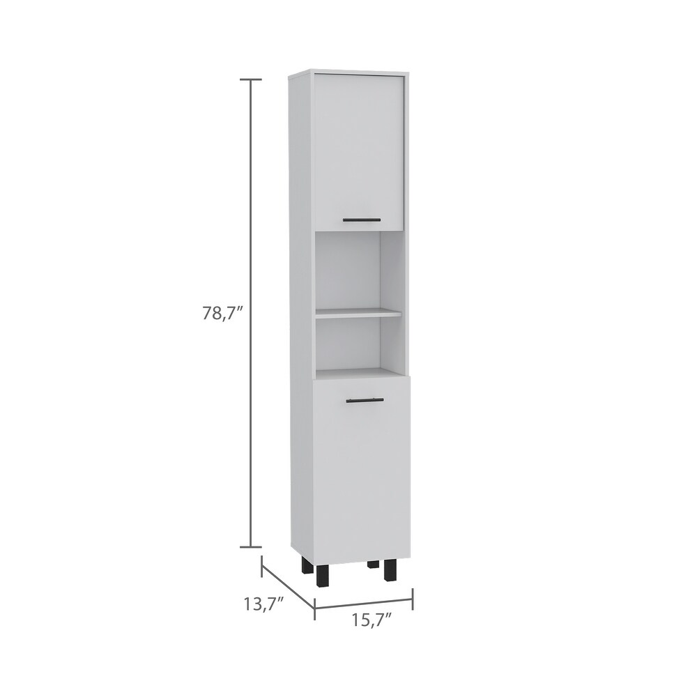 FM Furniture Sheffield 2 Door Pantry Cabinet  with Two 2 Cabinet Spaces and Two Open Shelves