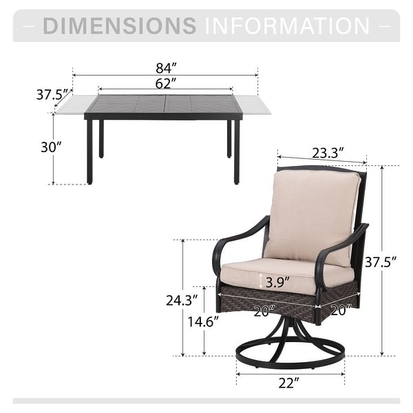 9/7Piece Patio Dining Set with 8/6 Rattan Swivel Chairs and a Expandable Dining Table