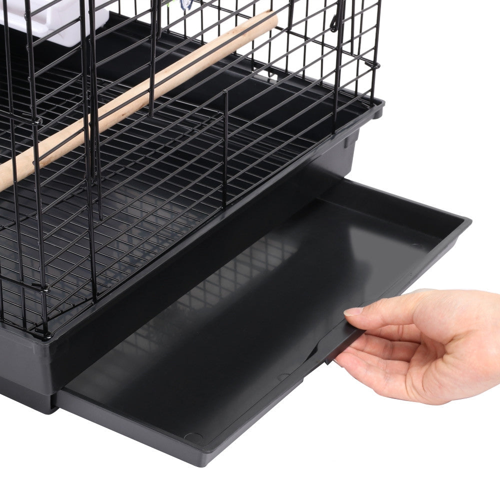 Yaheetech Open Top Travel Bird Cage Carrier for Bird Canary Cockatiel Small Parrots， Black