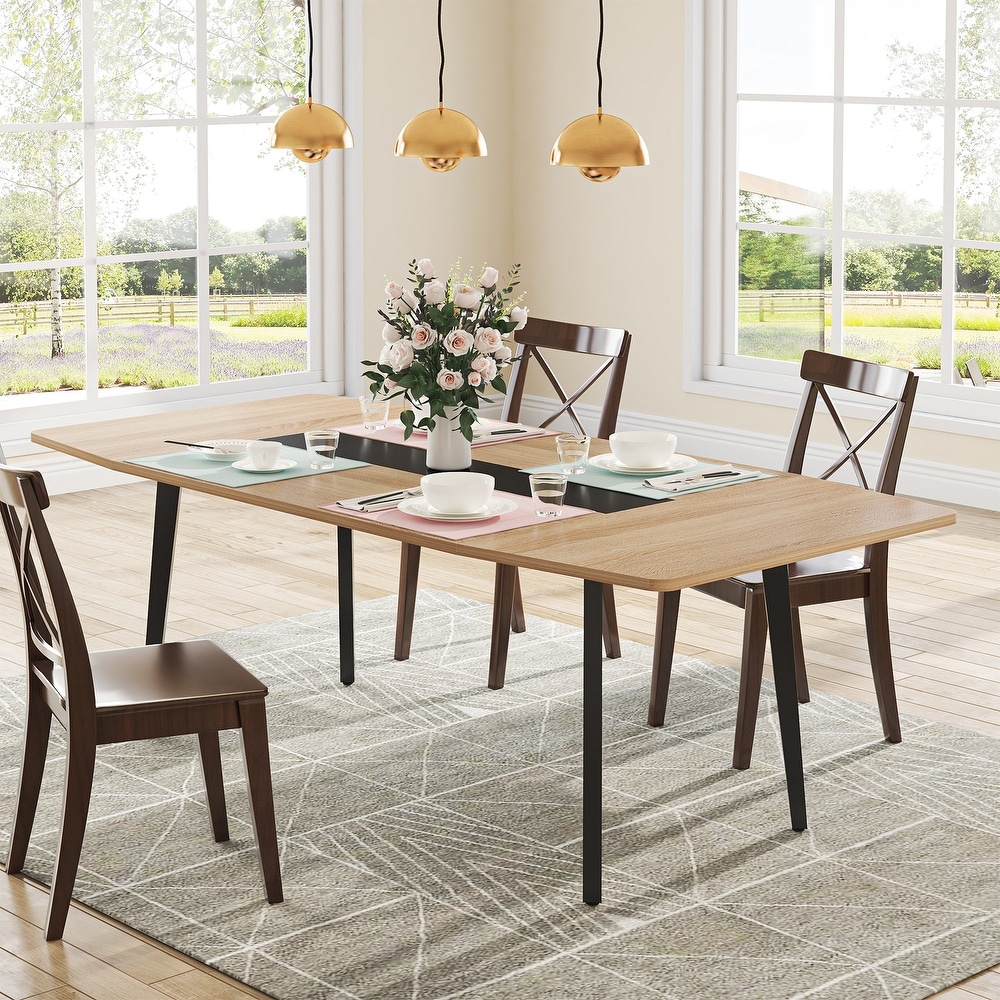 70.86L x30.71W x 29.52H Inches Rectangle Modern Dining Table for 6 8 People    Oak   70.86L x30.71W x 29.52H