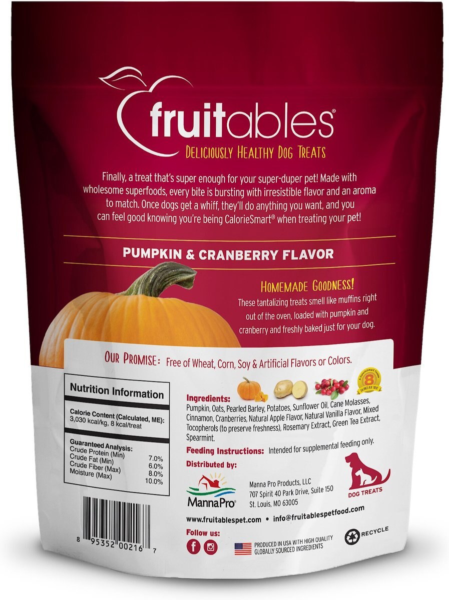 Fruitables Pumpkin and Cranberry Flavor Crunchy Dog Treats