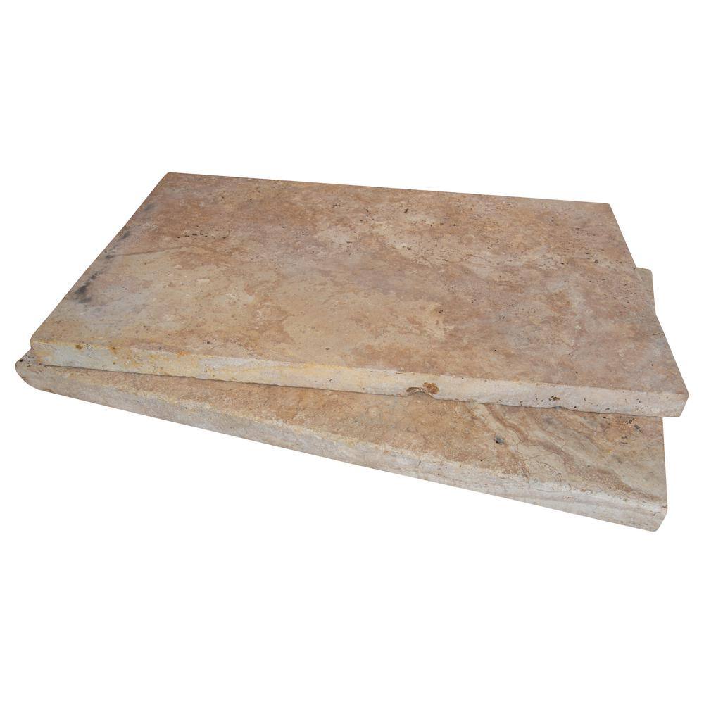 MSI Porcini 2 in. x 16 in. x 24 in. Brushed Travertine Pool Coping (40 Pieces106.8 sq. ft.Pallet) TPOR1624HUF