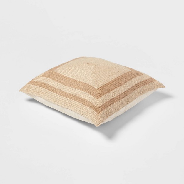 Color Block Jute Floor Pillow Neutral