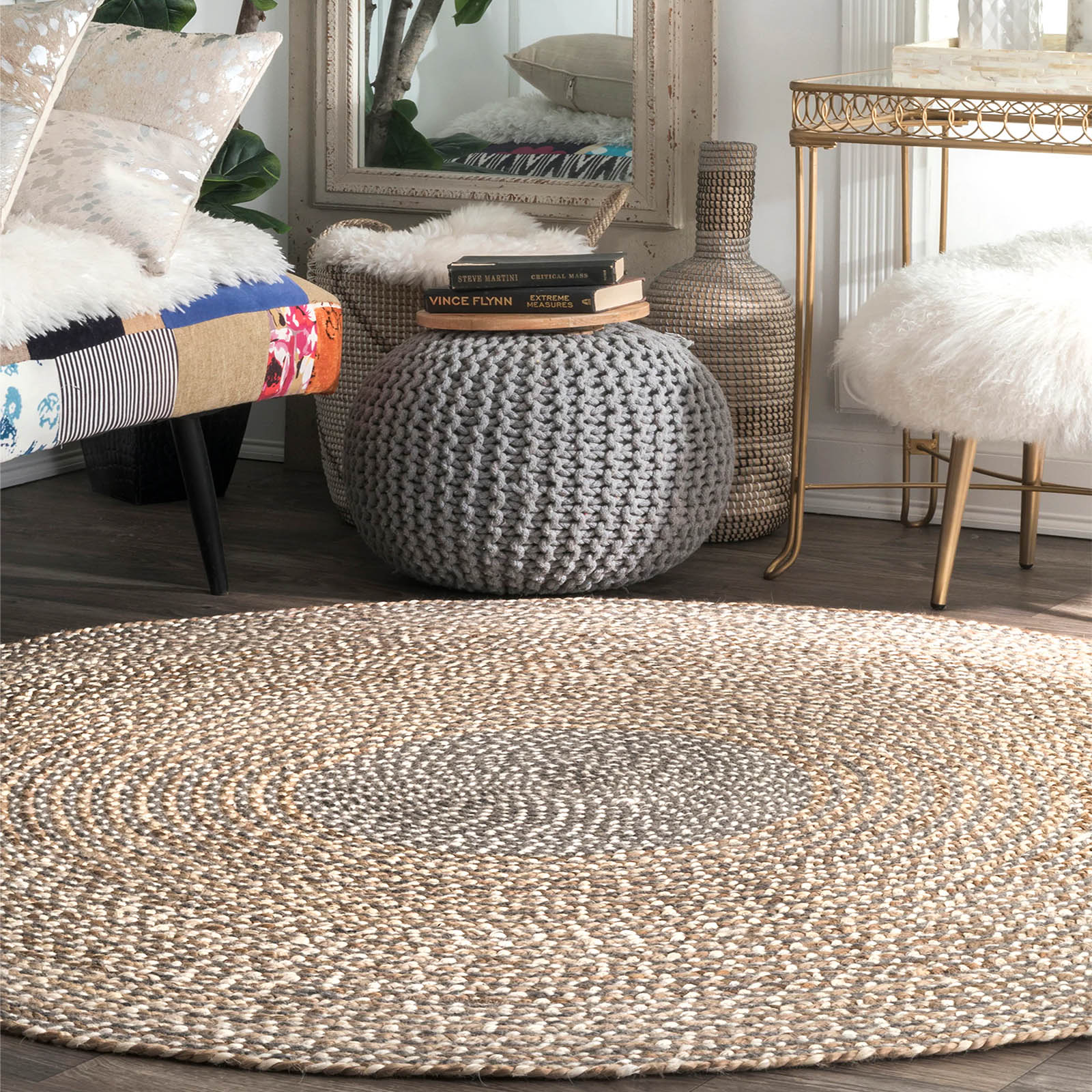 D150 Cm Braided Round Handmade Wool Rug Jh-2351-L