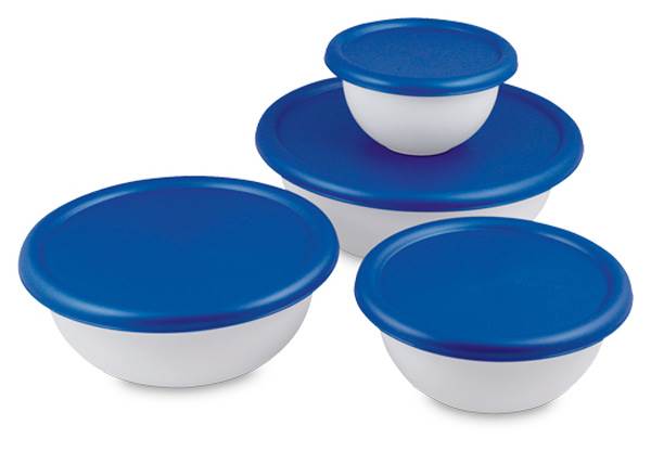 6 Pack Sterilite 07479406 8-Piece Plastic Kitchen Covered Bowl/Mixing Set w/Lids