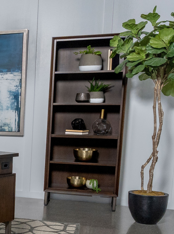 Marshall 4 shelf Bookcase Dark Walnut and Gunmetal   Modern   Bookcases   by Modon  Houzz