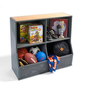 Badger Basket 33 in. H x 36.25 in. W x 14.25 in. D Gray Metal and Bamboo 4 Cube Organizer 97851