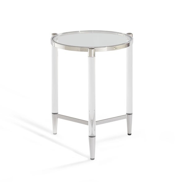 Marilyn Glass Top and Steel Base Round End Table