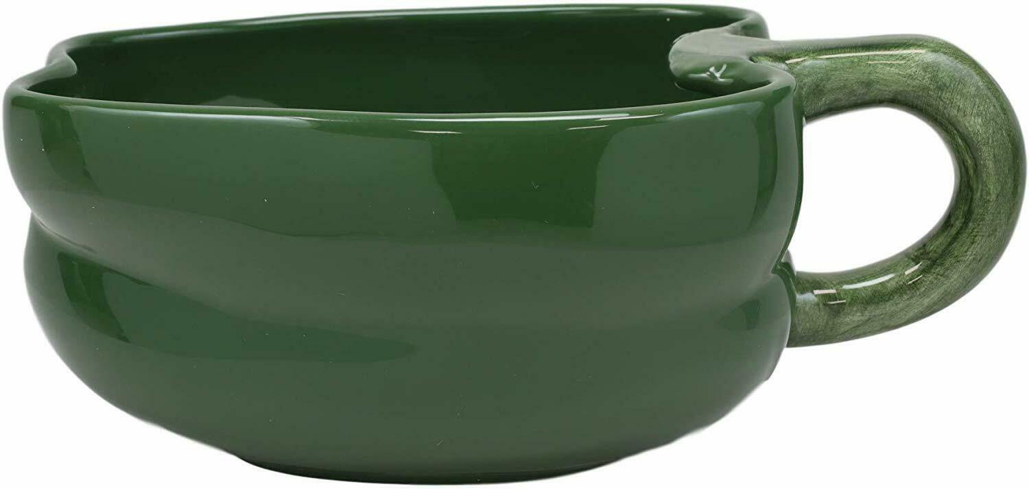 1 (8) Wide Realistic Green Bell Pepper Ceramic Soup Bowl Container EBR02