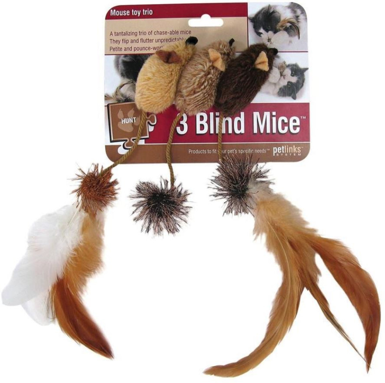 Petlinks 3 Blind Mice Feather Cat Toys