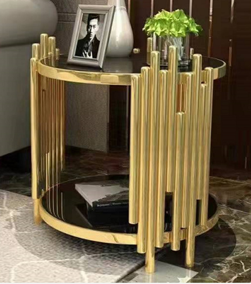 Infinity Luxury Round Gold and Black End Table   Contemporary   Side Tables And End Tables   by Infinity Furniture  Houzz