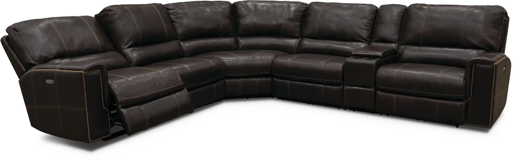 Slinger Dark Brown 6 Piece Power Reclining Sectional Sofa