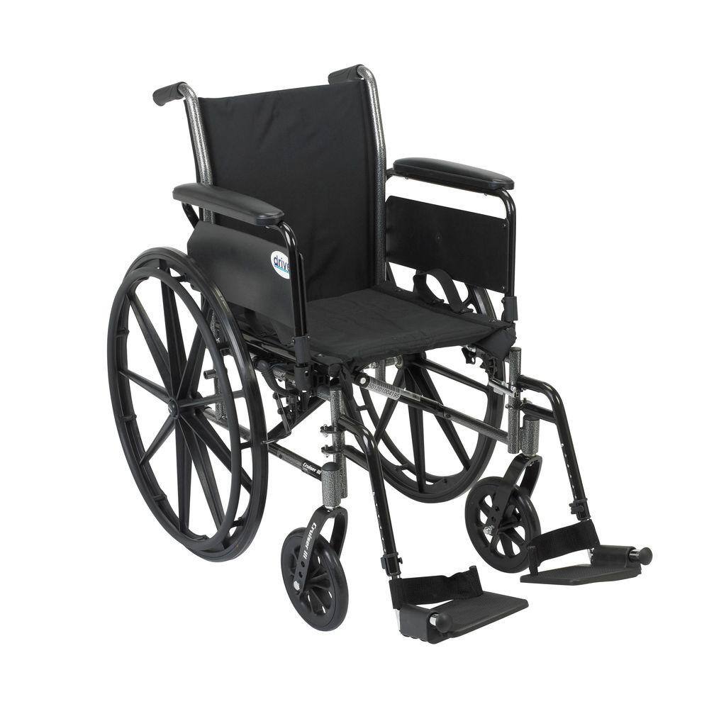 Drive Medical Cruiser III Wheelchair with Removable Flip Back Arms Full Arms and Swing-Away Footrests k318dfa-sf