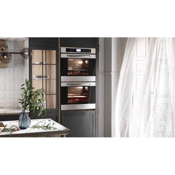 30 in. Double Electric Wall Oven With Rapid Convection and Self-Cleaning in Stainless Steel