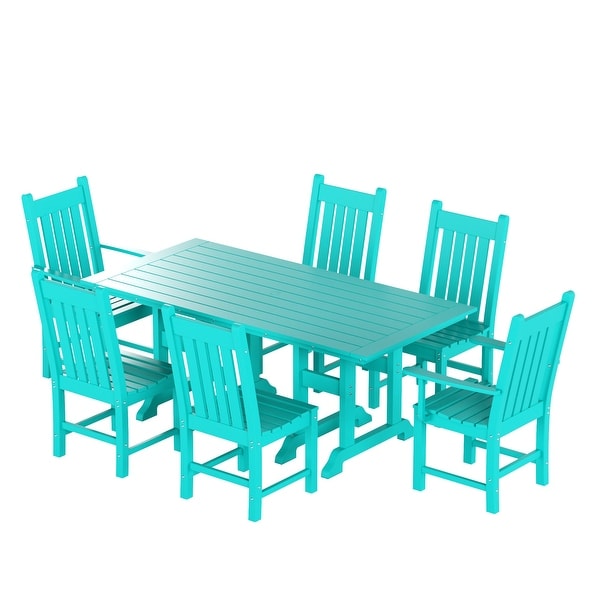 Polytrends Laguna Hdpe All Weather Outdoor Patio Dining Set with Rectangle Table，Side Chairs (7Piece Set)