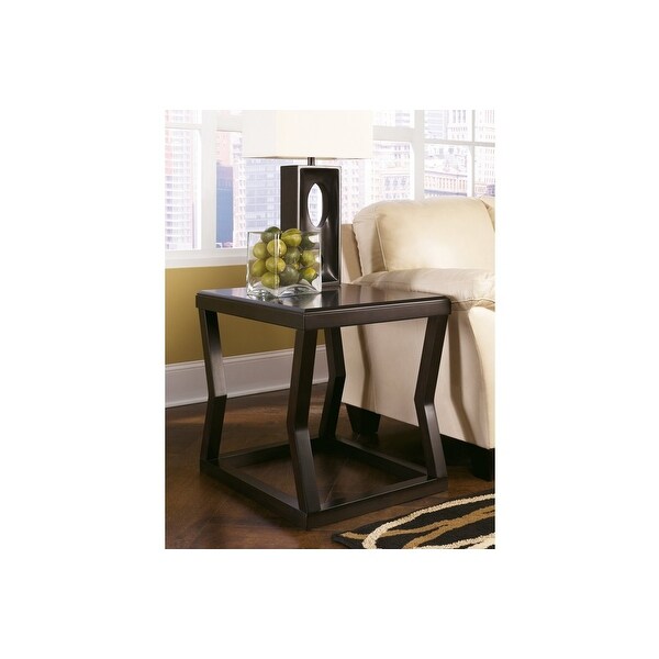 Ashley T592-3 Kelton Espresso Rectangular End Table w/ Hand Finished