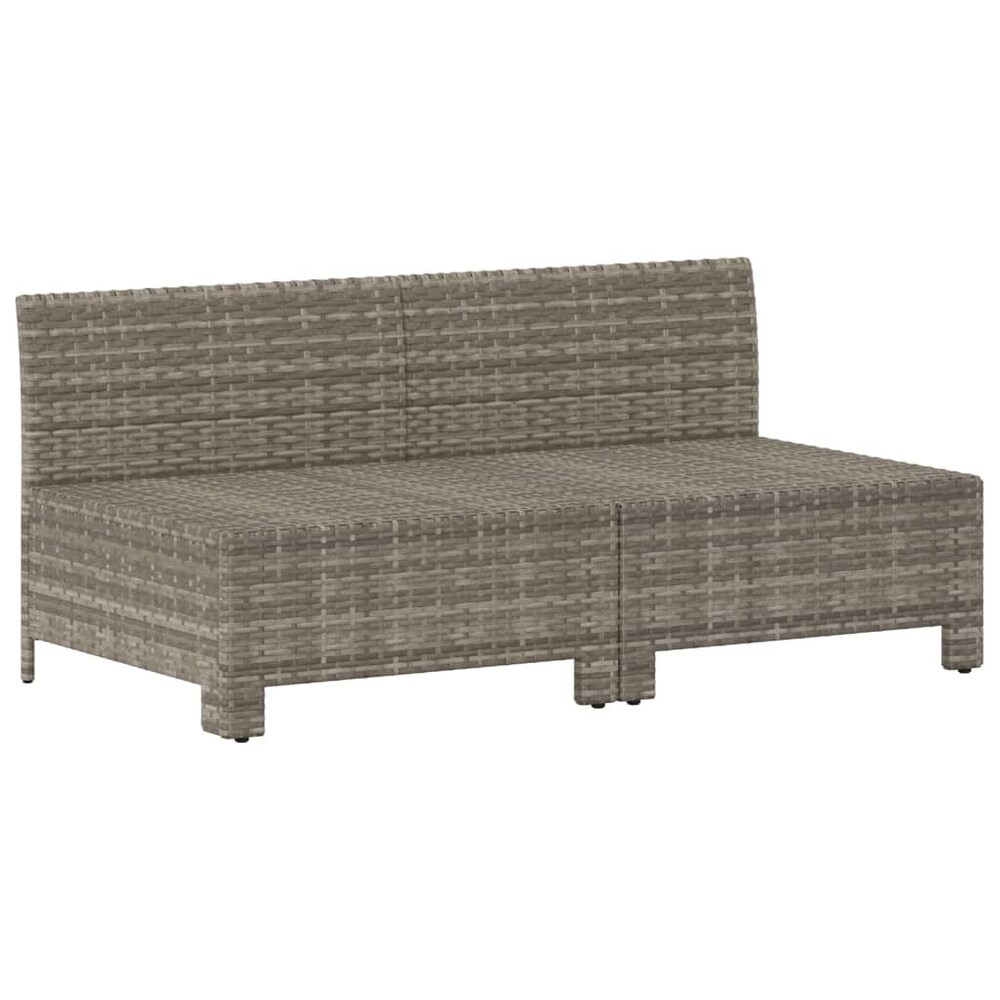 vidaXL 2 Seater Patio Sofa with Cushions Gray Poly Rattan