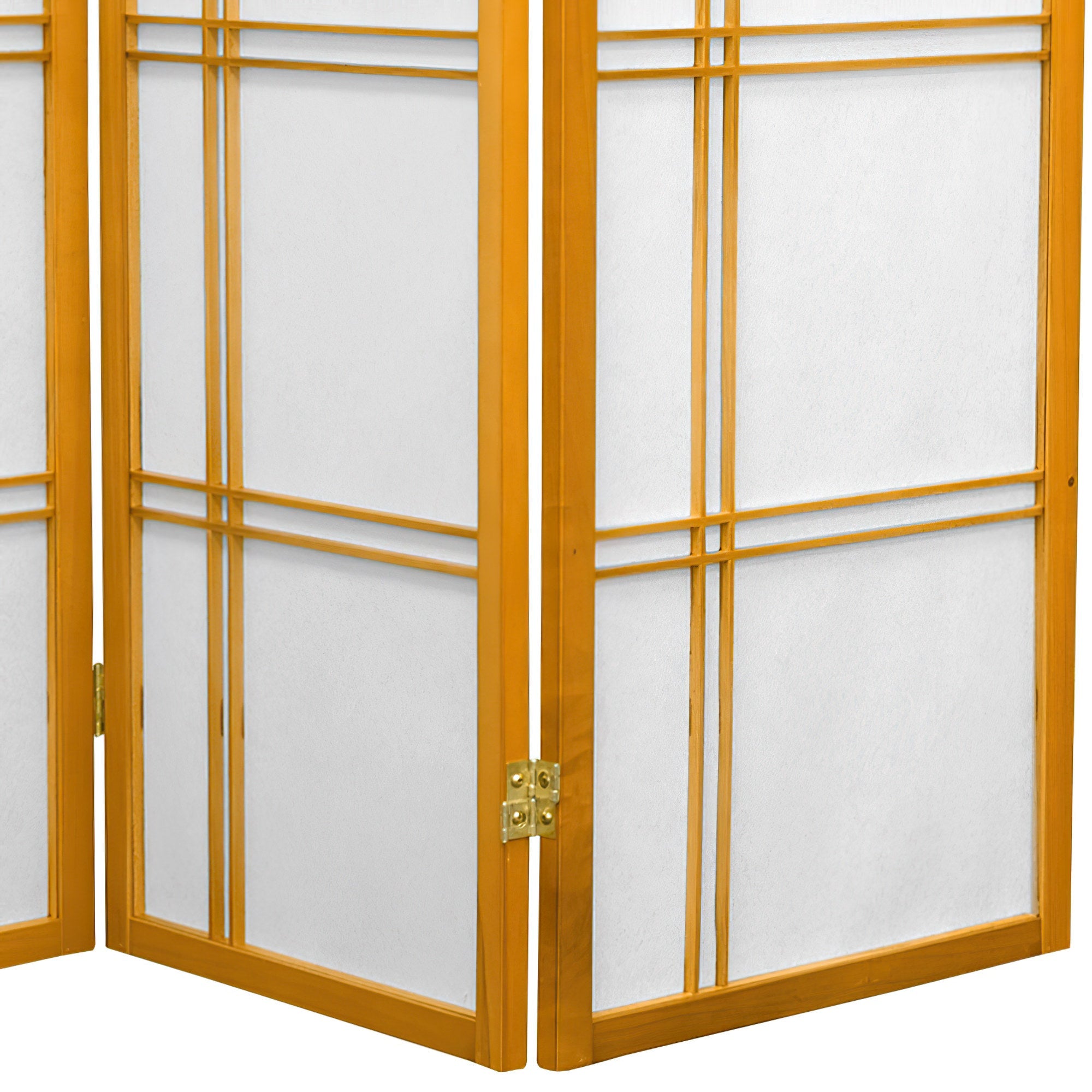 Oriental Furniture 3 ft. Tall Double Cross Shoji Screen, Rice paper, wood, 3 panels, Honey color, Traditional