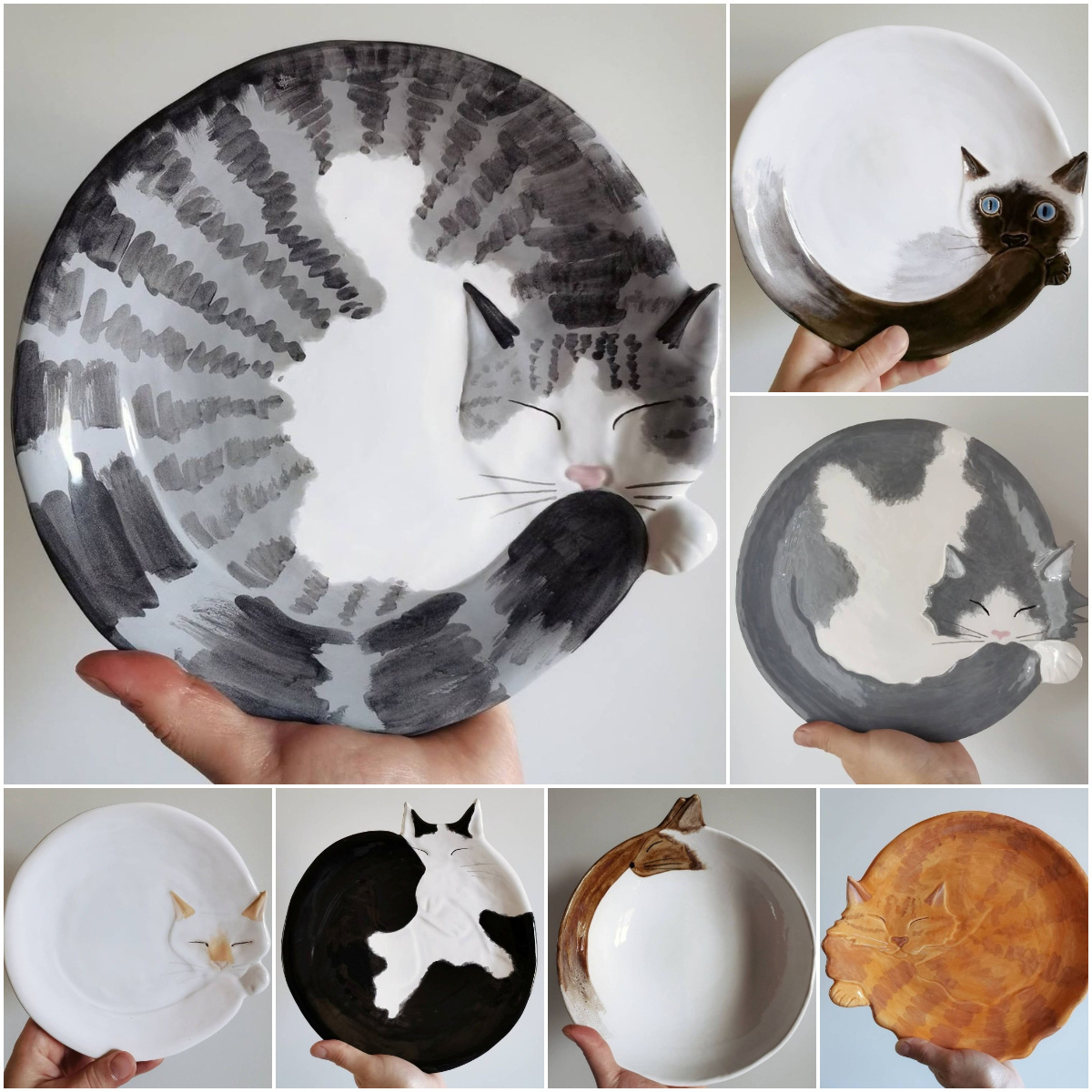 7 Pieces Cat Dinner Plates