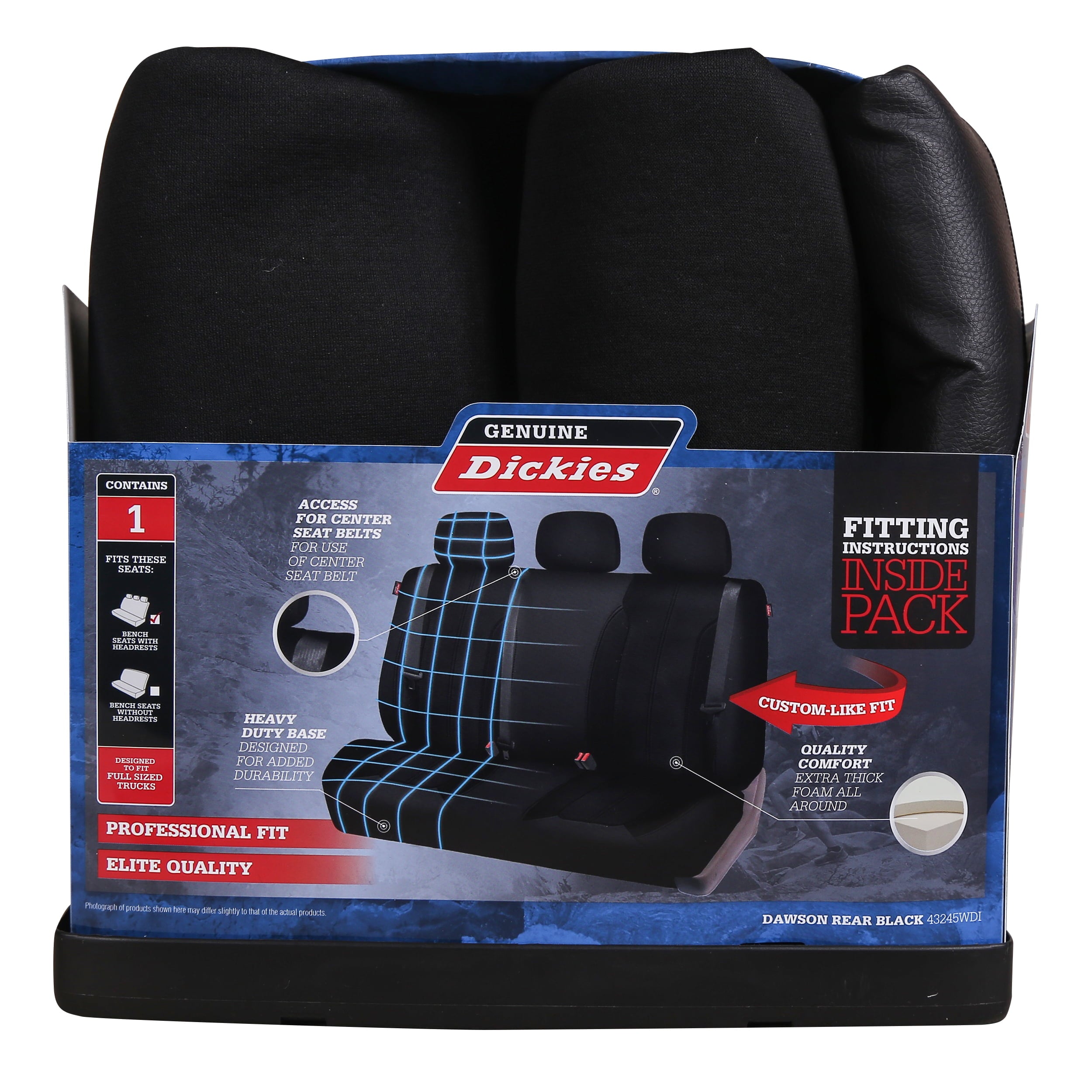 Genuine Dickies Truck Rear Bench Vegan Leather Car Seat Cover Black， 43245WDI