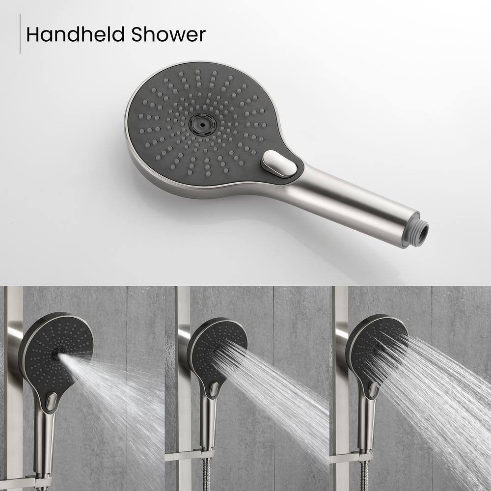 Utopia 4niture Martha 3-Spray Patterns 4.64 in. Wall Mount Round Handheld Shower Head with 28 in. Slide Bar in Brushed Nickel HATH3005NS