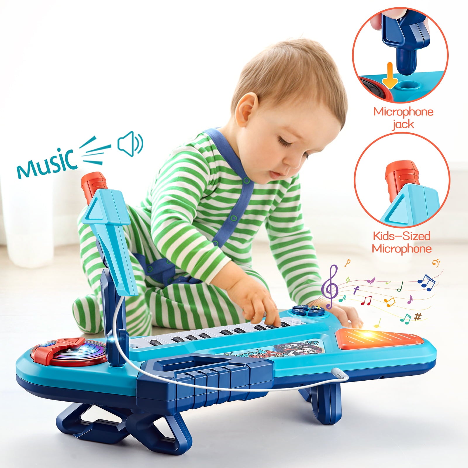 First Birthday Toddler Piano Toys for 1 Year Old Boy Gift Baby Keyboard and Microphone Musical Instruments