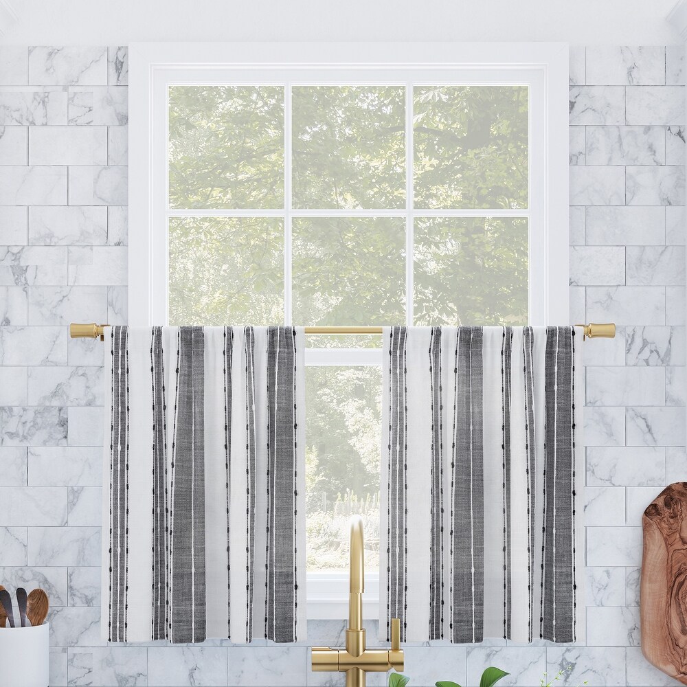 Archaeo Slub Texture Stripe Cotton Cafe Curtain Pair