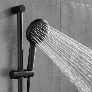 Magic Home 3-Spray Patterns 1.75 GPM 4.9 in. Wall Mounted Handheld Shower Head in Matte Black 928-TH3001MB