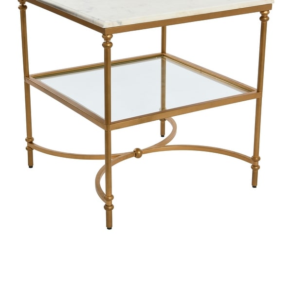 Libertine Genuine Marble and Glass End Table