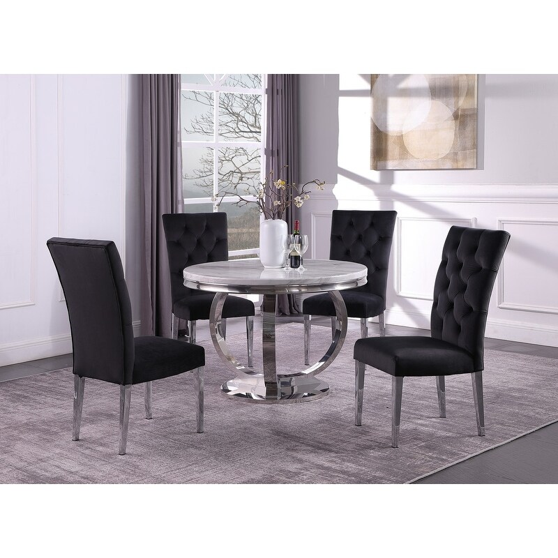 Best Master Furniture 5 Piece Round Faux Marble Set   44\