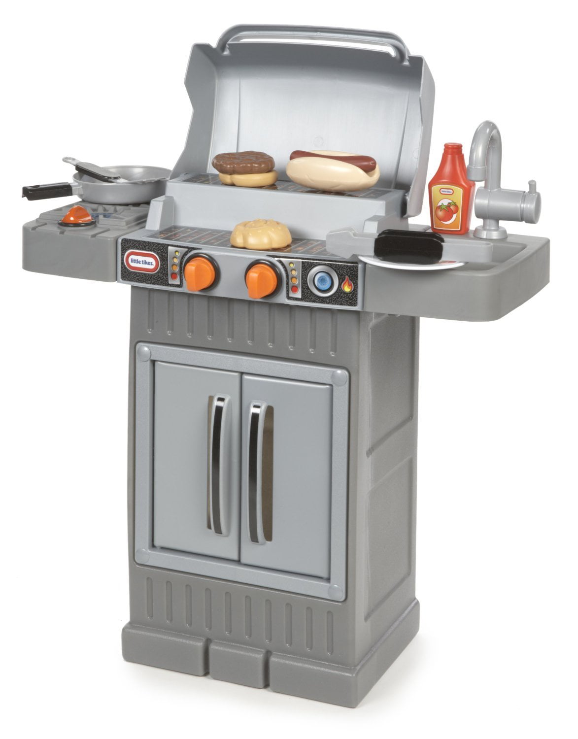 Little Tikes Cook 'n Grow BBQ Grill 8-Piece Pretend Play Kitchen Toys Playset, Gray, For Kids Toddlers Boys Girls Ages 2 3 4+