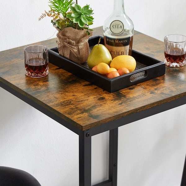 3-Piece Bar Table Set with Soft PU Seat， Square Table