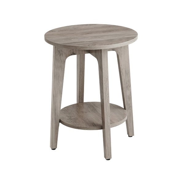 Side Table， Small Round End Table with Lower Shelf， Nightstand for Small Spaces， Modern Farmhouse Style