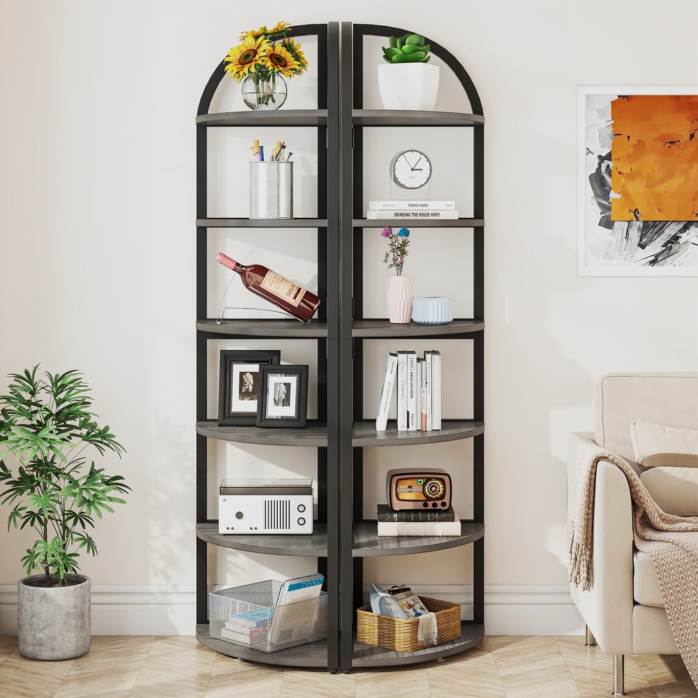 6 Tier/7 Tier Corner Shelf  Tall Corner Bookshelf  Freestanding Display Book Shelf