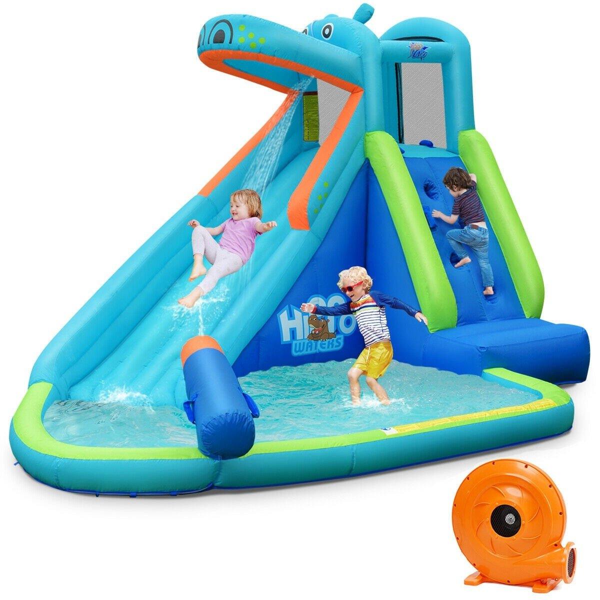 Inflatable Water Slide, Hippo Themed Bounce House