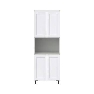 J COLLECTION Mancos Glacier White Shaker Assembled Pantry MicroOven Kitchen Cabinet (30 in. W x 84.5 in. H x 24 in. D) DSTM3084.5-MN