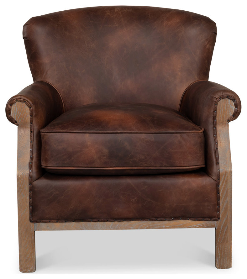 Benjamin Club Chair Brown Leather   Traditional   Armchairs And Accent Chairs   by Sideboards and Things  Houzz