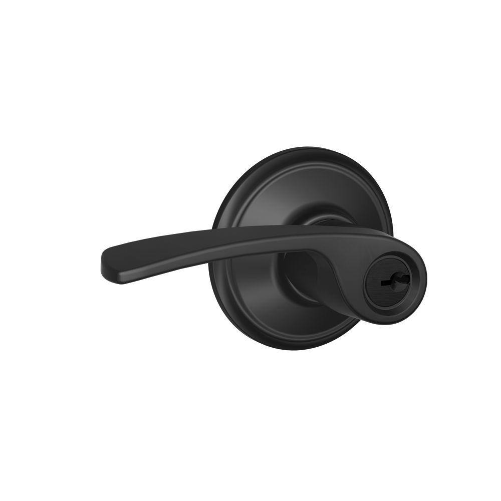 Schlage Merano Matte Black Keyed Entry Door Handle F51A MER 622