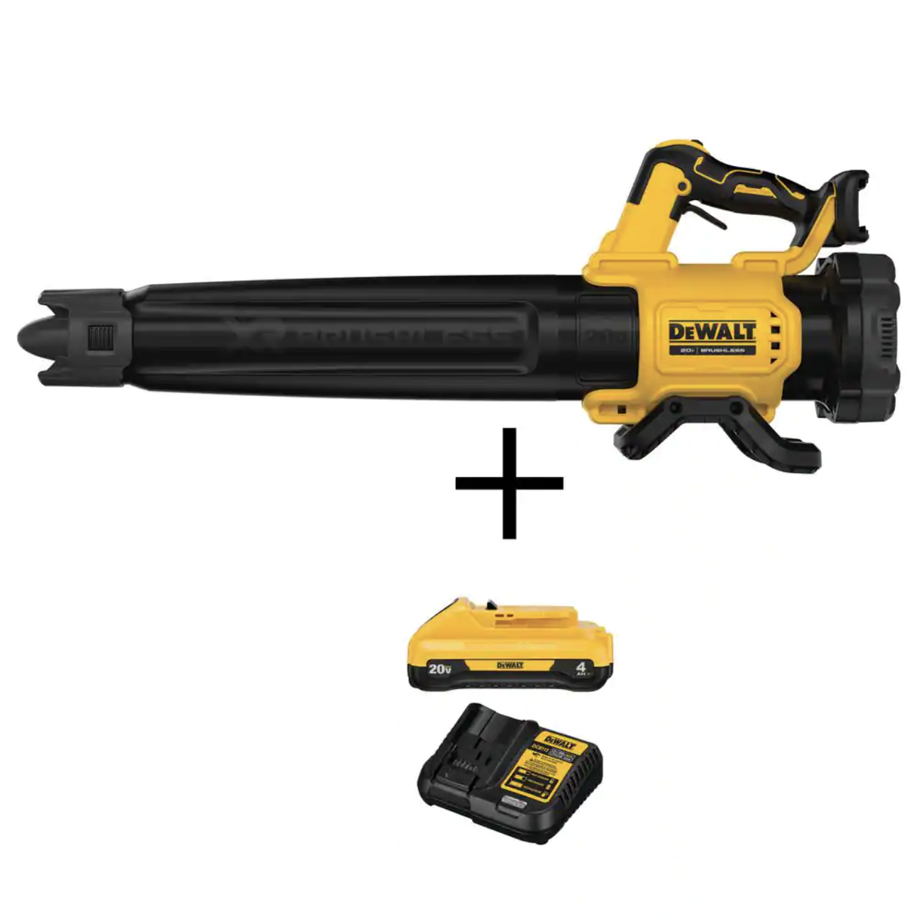 Dewalt 20V MAX 125MPH 450CFM Cordless Brushless Handheld Blower with 20V Compact Lithium-Ion 4Ah Battery and 12V to 20V Charger