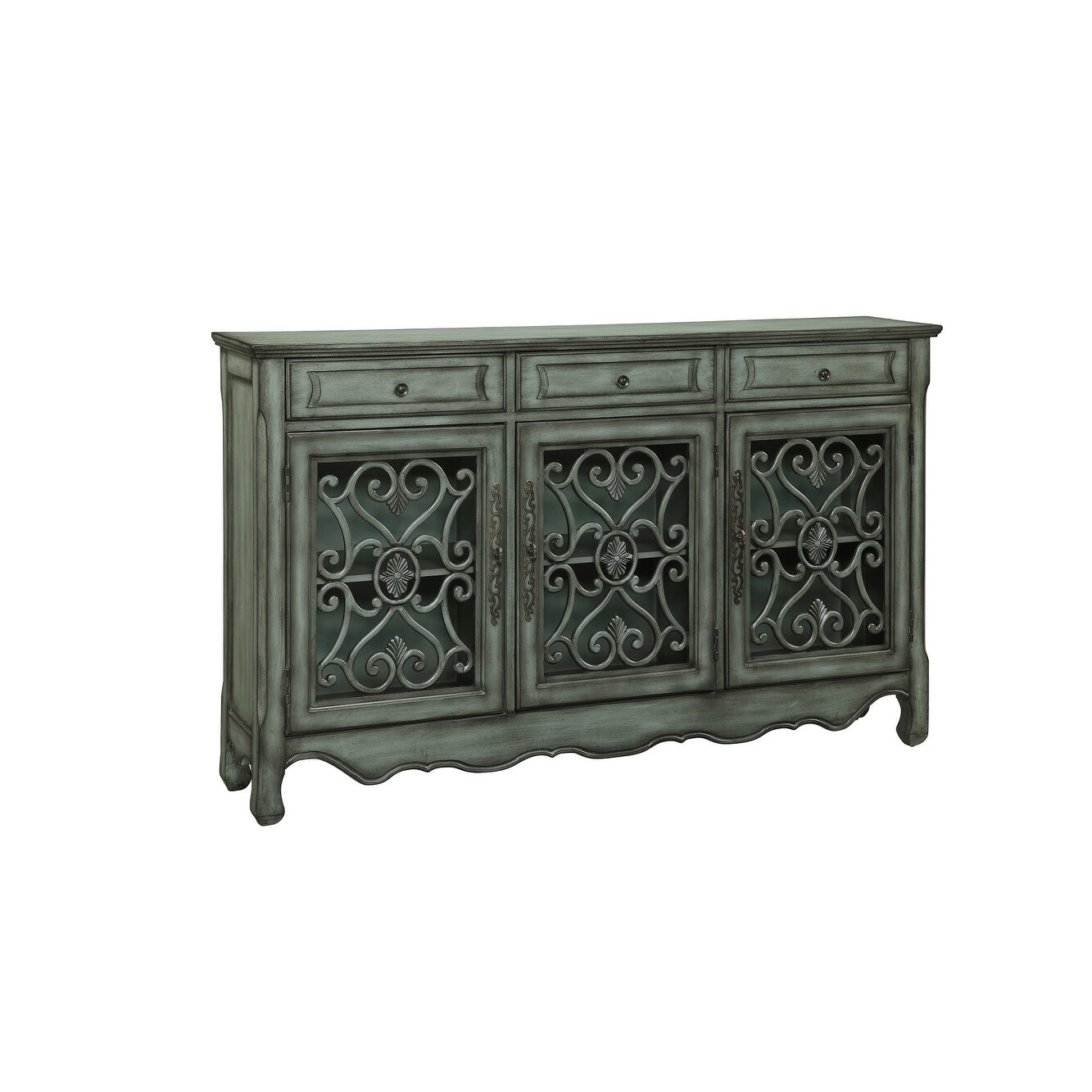 Somette Hood Green Grey Three Drawer Three Door Credenza - 60