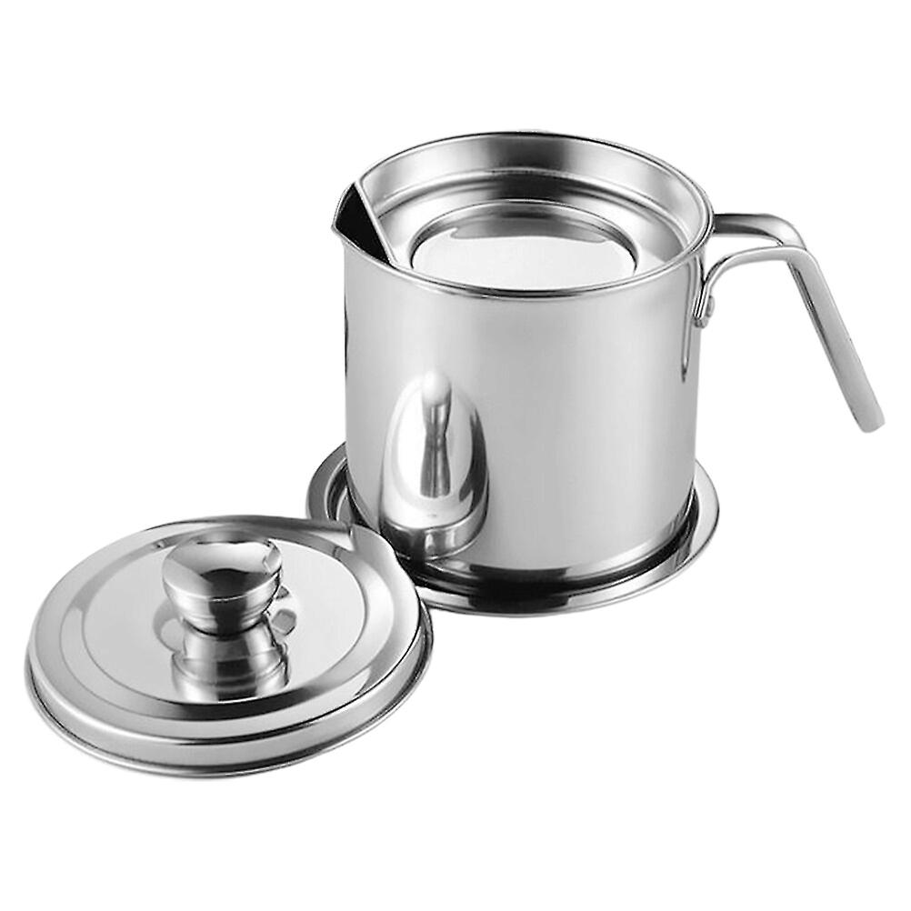 Bacon Grease Container With Strainer Food-grade Stainless Steel Cooking Oil Holder Pot With Lid 1.3l