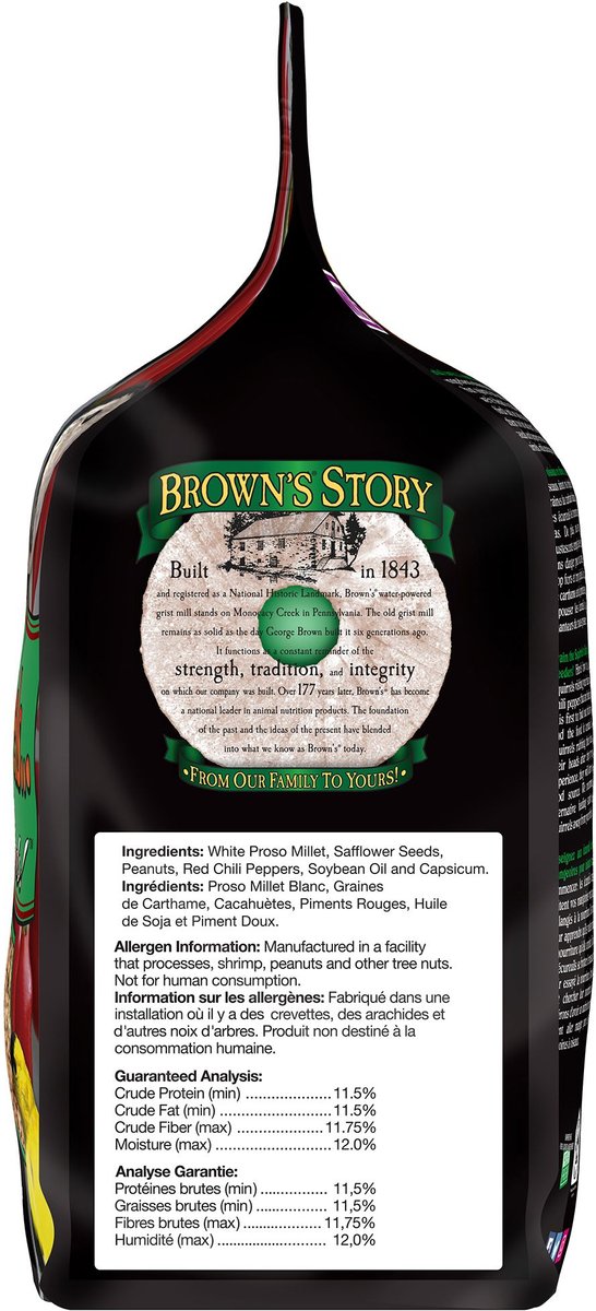 Brown's Bird Lover's Blend No Squirrels Just Birds Chili Pepper Wild Bird Food