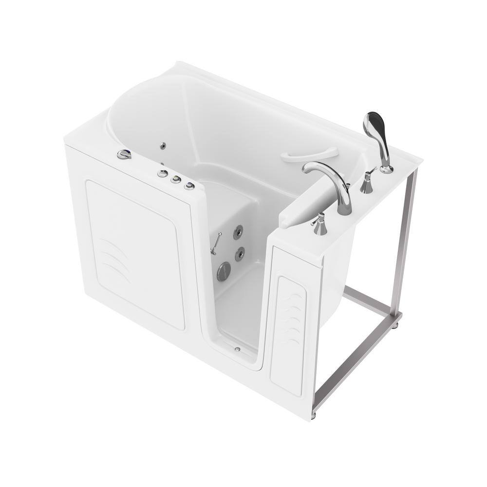 Universal Tubs HD Series 53 in. Right Drain Quick Fill Walk-In Whirlpool Bath Tub with Powered Fast Drain in White HD3053RWH