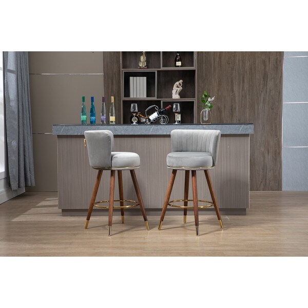 Counter Height Bar Stools Set of 2 for Kitchen Counter Solid Wood Legs with a Fixed Height of 360 Degrees for Dining Room